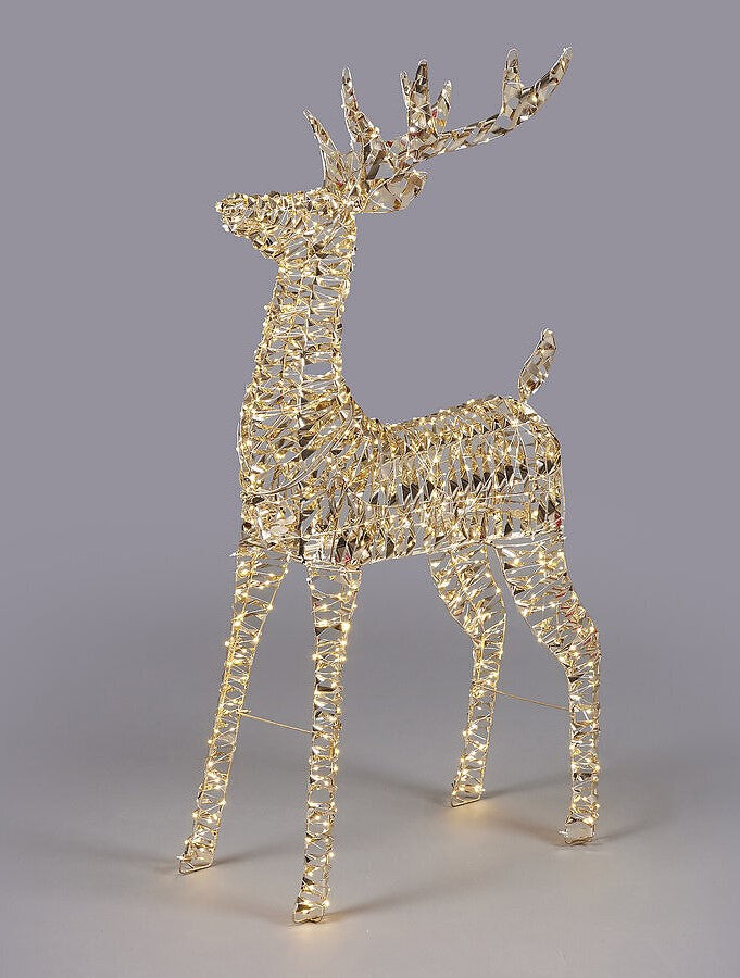 Décoration de Noël EDG Enzo De Gasperi Motif Renne Rayé 720 MicroLed H 115 cm L 64 cm L 22 cm Doré