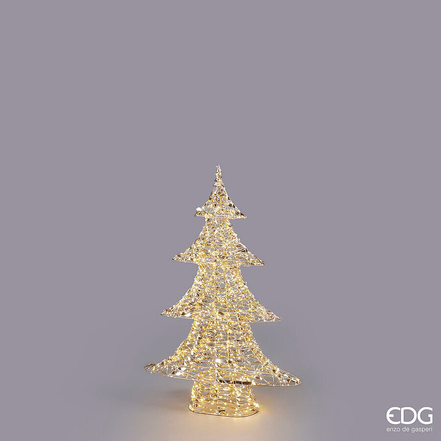 Sapin de Noël EDG Enzo De Gasperi, bandes LED 960 MicroLed, H 78 cm, l 54 cm, L 13 cm, doré