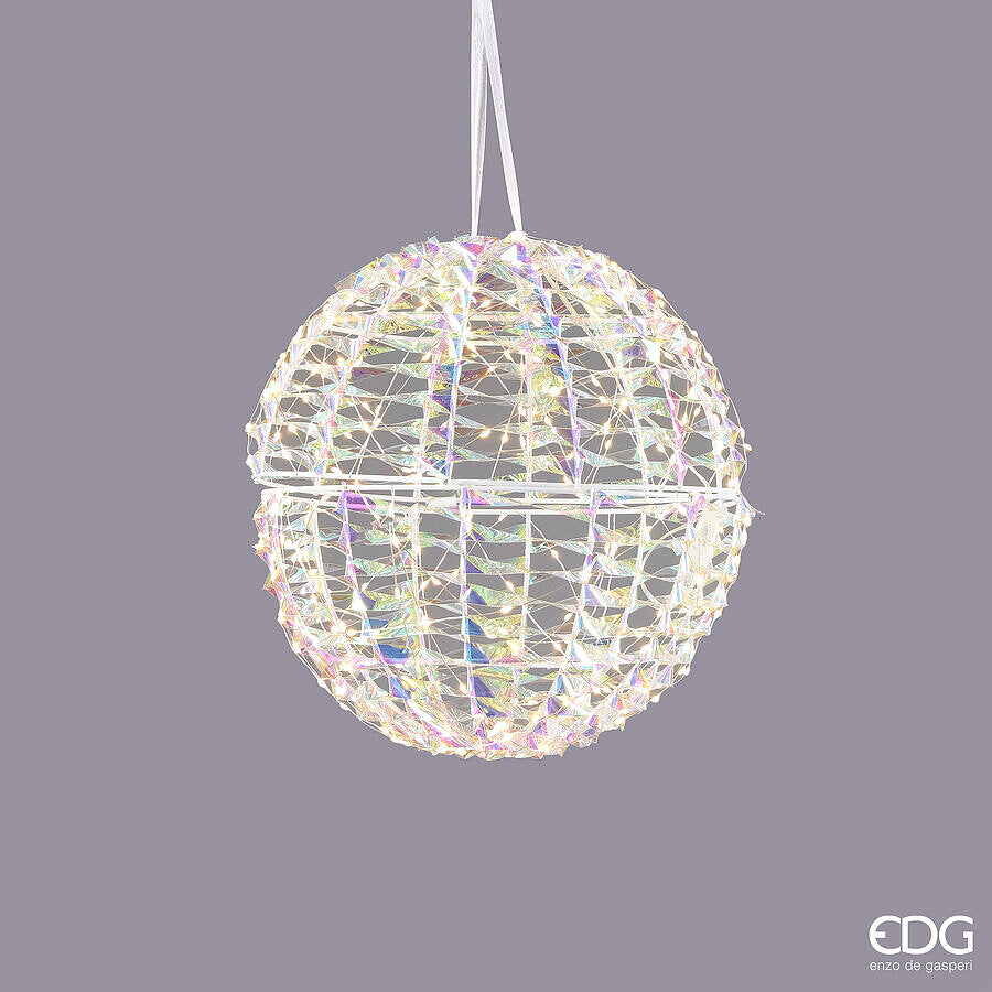Décoration de Noël EDG Enzo De Gasperi Rayures Sphère 300 MicroLed D 30 Cm IP 44 Naturel