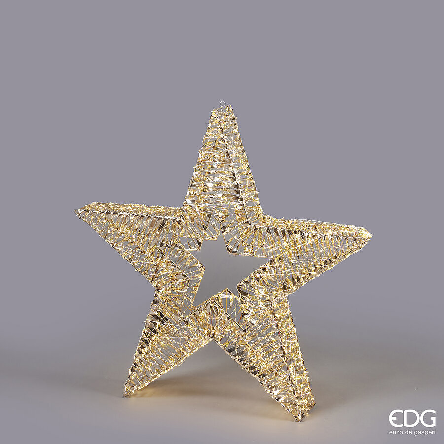 EDG Enzo De Gasperi Décoro Rayures Étoile de Noël 1800 Microled D 80 Cm L 12 Cm Or