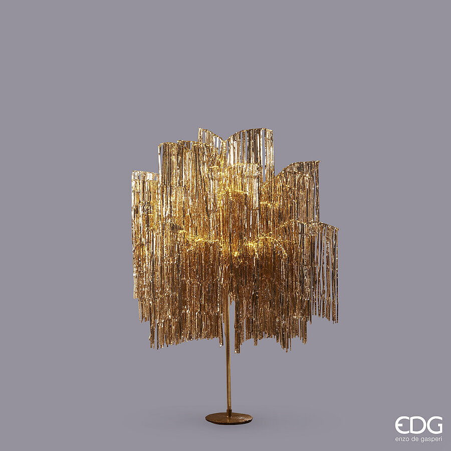 Sapin de Noël EDG Enzo De Gasperi Franges LED 600 Microled H 150 cm P 90 cm Champagne