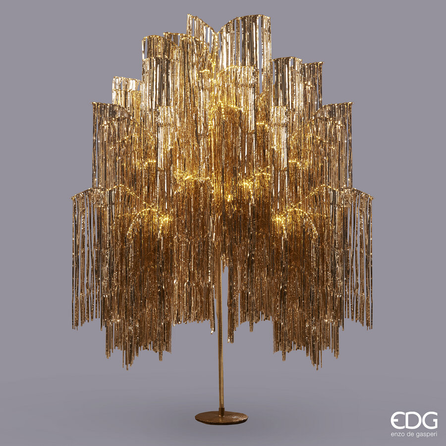 Sapin de Noël EDG Enzo De Gasperi Franges LED 2.160 Microled H 300 Cm P 160 Cm Champagne