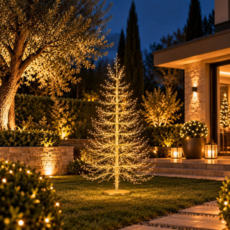 EDG Enzo De Gasperi Sapin de Noël Hêtre Rich Or 1940 MicroLED H180 Ø115 cm IP44 – Sapin Lumineux Extérieur