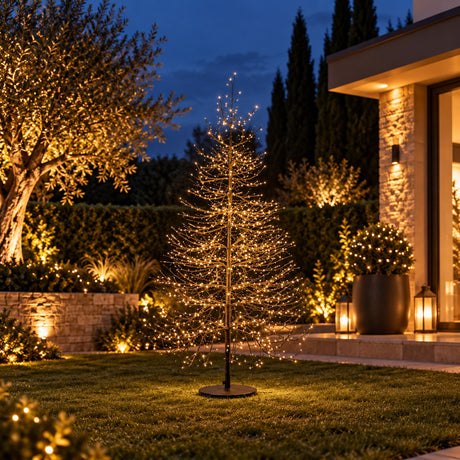 EDG Enzo De Gasperi Sapin de Noël Hêtre Rich Black 1940 MicroLED H180 Ø115 cm IP44 – Sapin Lumineux pour Extérieur