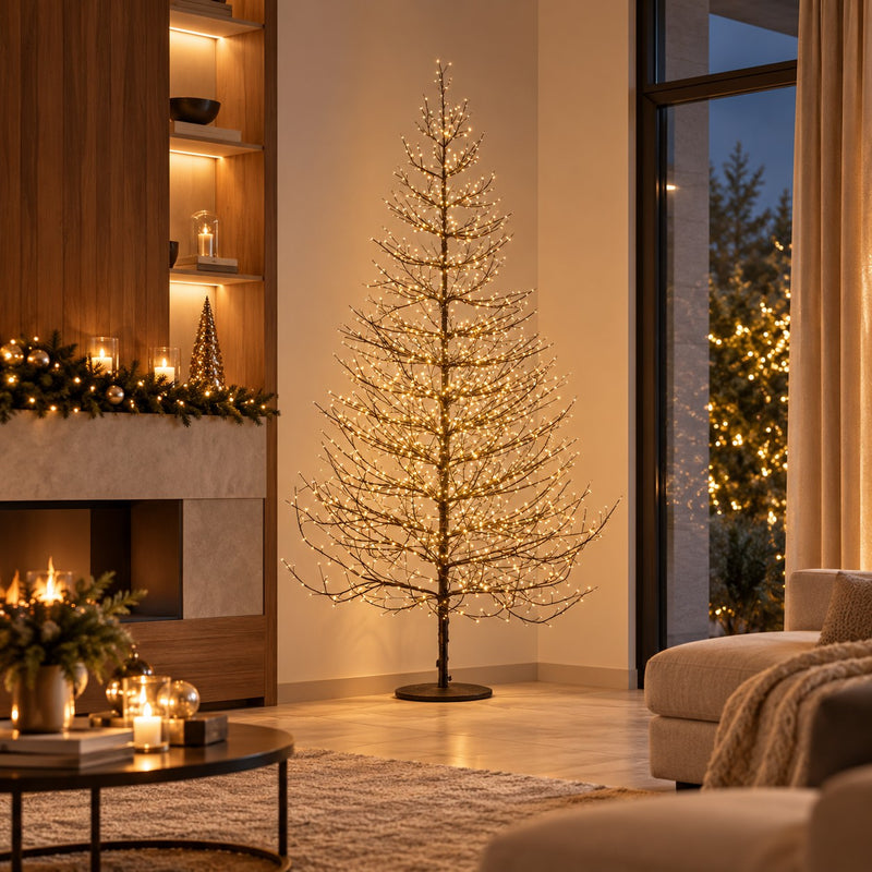 EDG Enzo De Gasperi Albero di Natale Faggio Rich Black 2690 MicroLED H210 Ø130 cm IP44 – Albero Luminoso da Esterno