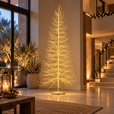 EDG Enzo De Gasperi Sapin de Noël Hêtre Rich Or 4060 MicroLED H240 Ø150 cm IP44 – Sapin Lumineux d'Extérieur