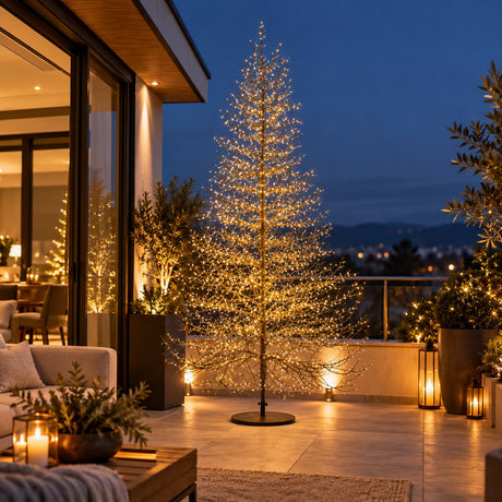EDG Enzo De Gasperi Sapin de Noël Hêtre Rich Black 4060 MicroLED H240 Ø150 cm IP44 – Sapin Lumineux d'Extérieur