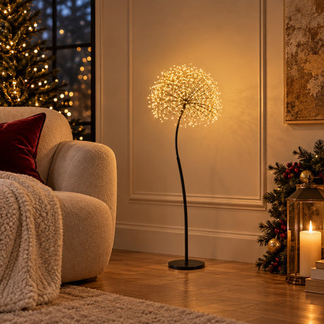 EDG Enzo De Gasperi Décoration Tarassaco Rich Noir 240 MicroLED H90 Ø20 cm IP44 – Décoration Noël Lumineuse