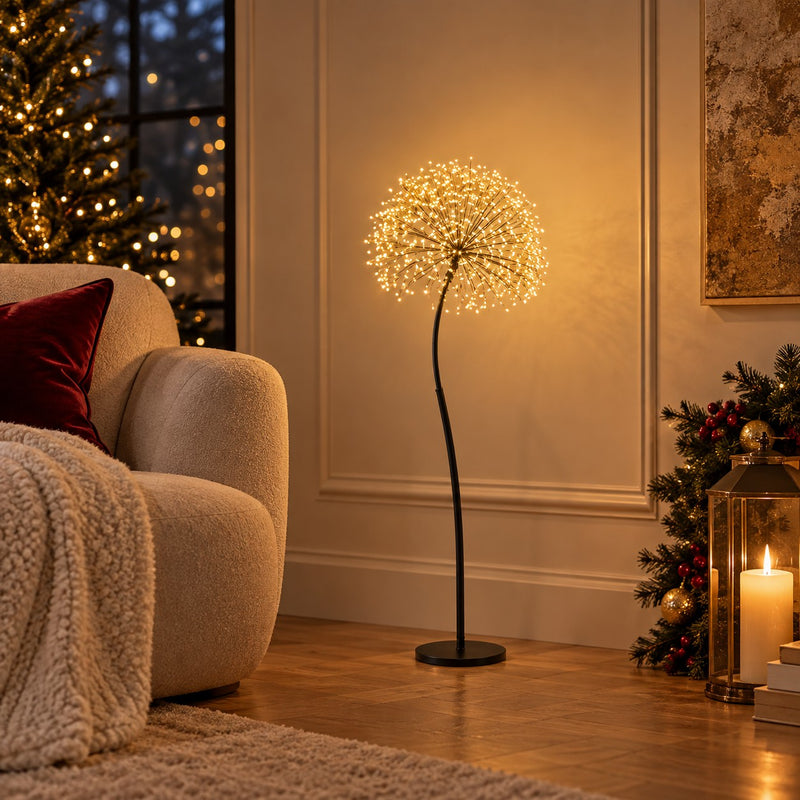 EDG Enzo De Gasperi Décoration Tarassaco Rich Noir 240 MicroLED H90 Ø20 cm IP44 – Décoration Noël Lumineuse