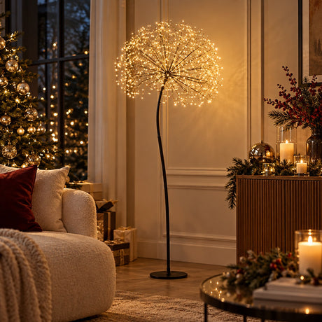 EDG Enzo De Gasperi Décoration de Noël Tarassaco Rich Noir 384 LED H120 Ø30 cm IP44 – Décoration Lumineuse