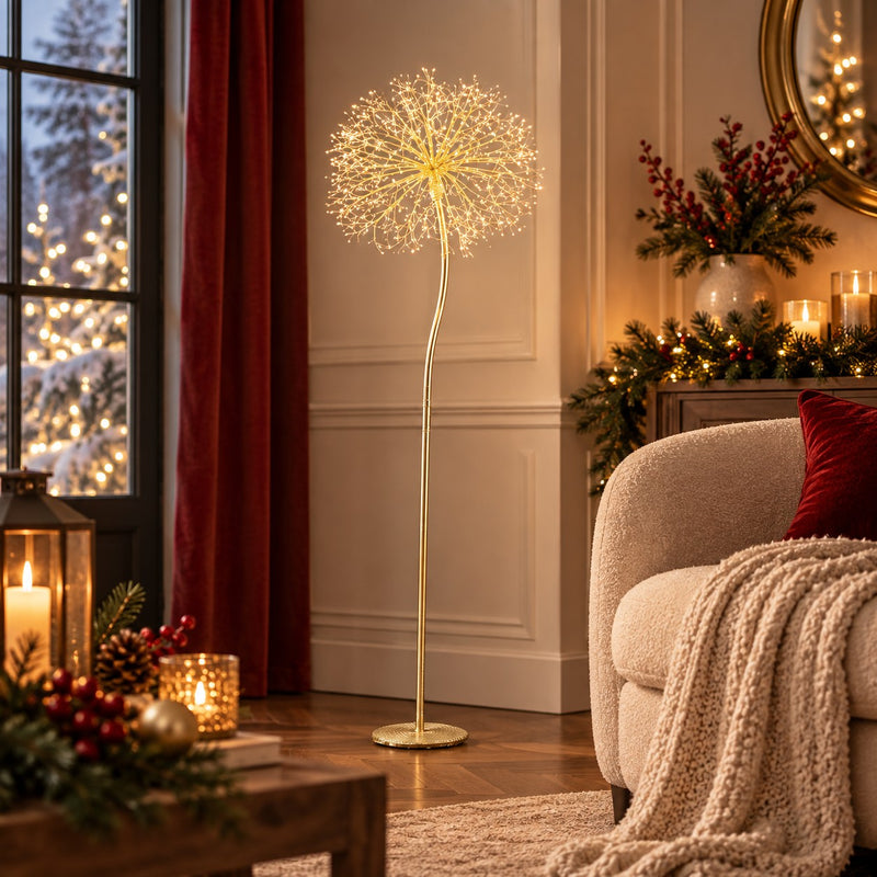 EDG Enzo De Gasperi Décoration Pissenlit Lumineux 912 LED H180 cm Or – Décoration de Noël
