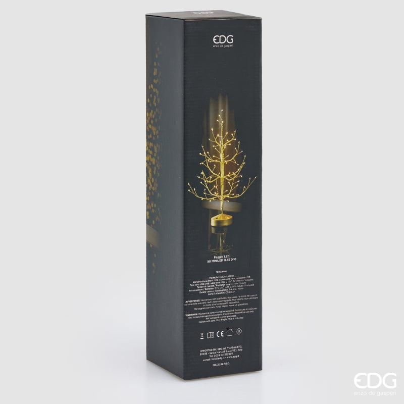 EDG Enzo De Gasperi Sapin de Noël Hêtre 90 MiniLED H45 cm Or – Sapin Lumineux de Noël