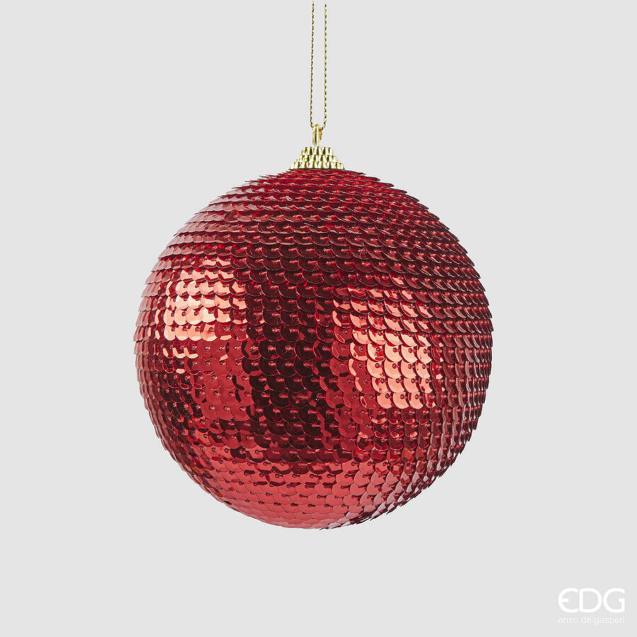 Décoration boule de Noël avec écailles D10 cm rouge