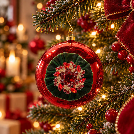 EDG Enzo De Gasperi Médaillon Velours Camel Ø15 cm – Décoration Sapin de Noël