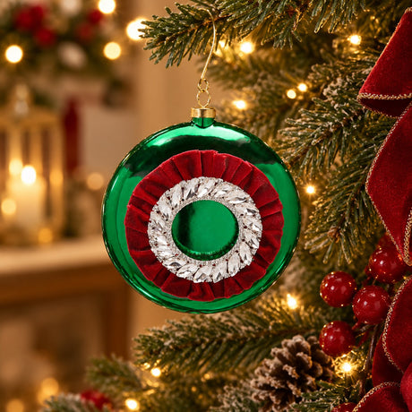EDG Enzo De Gasperi Médaillon Strass Vert 12 cm - Décoration Noël
