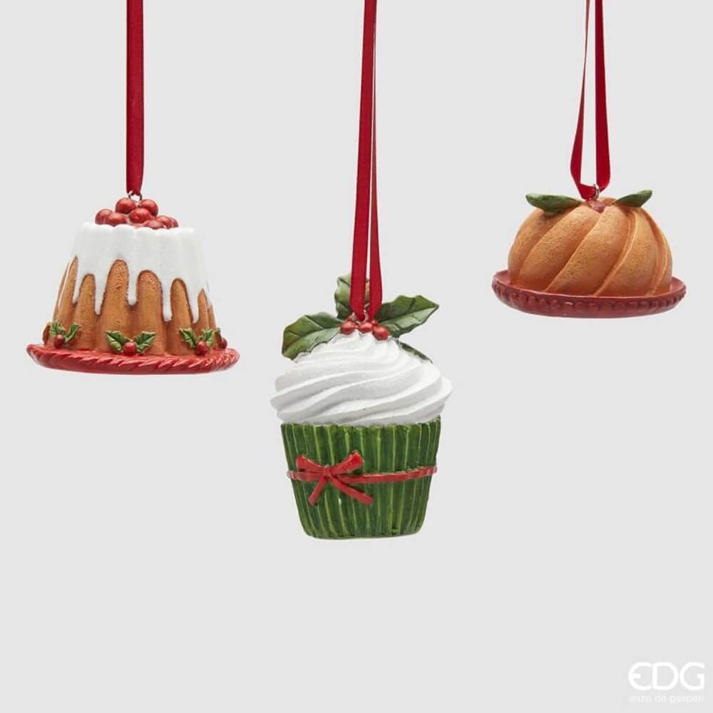 EDG Enzo De Gasperi Décoration Noël Friandises H7 cm Vert Rouge 3 Assortis 1 Pcs – Décoration pour Sapin de Noël