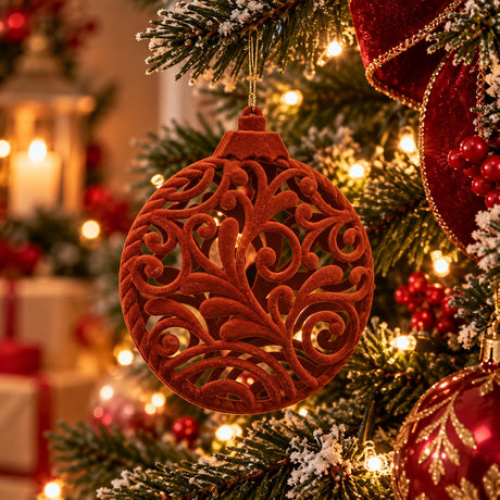 EDG Enzo De Gasperi Décoration Médaillon Velours Camel Ø15 cm – Ornement Sapin de Noël
