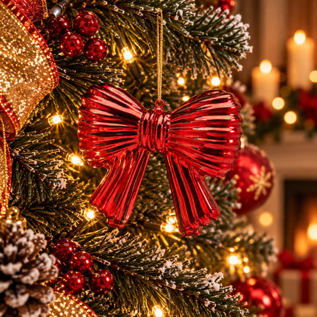 EDG Enzo De Gasperi Nœud de Noël Rouge H11xL13 cm – Décoration pour Sapin de Noël