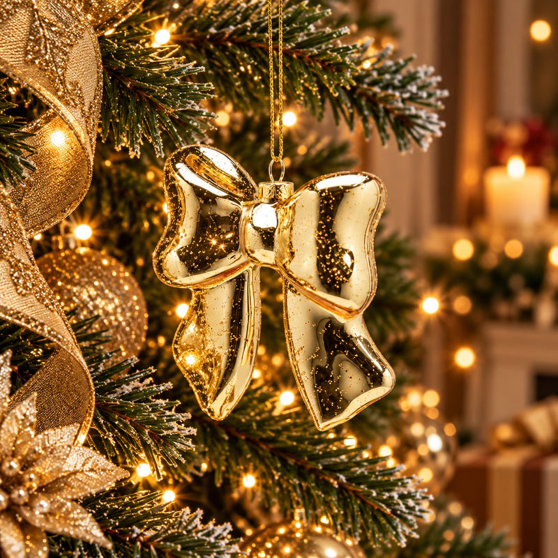 EDG Enzo De Gasperi Ornement Nœud Gold H9,5 cm – Décoration Sapin de Noël