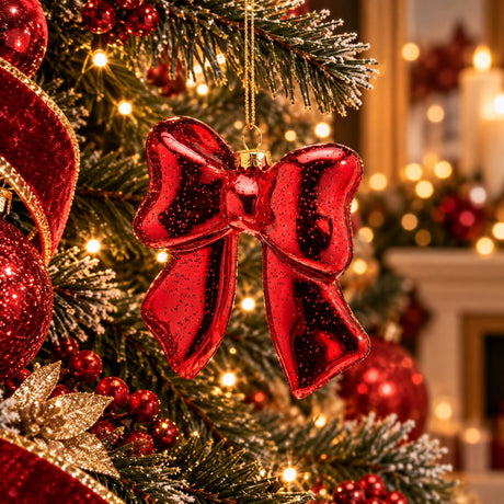 Nœud Décoratif EDG Enzo De Gasperi Rouge H9,5 cm – Décoration Sapin de Noël