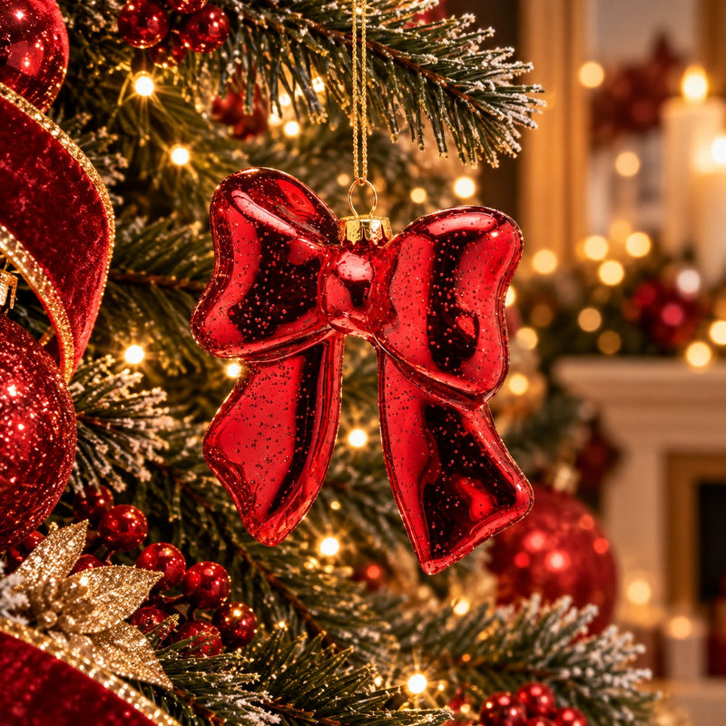 Nœud Décoratif EDG Enzo De Gasperi Rouge H9,5 cm – Décoration Sapin de Noël