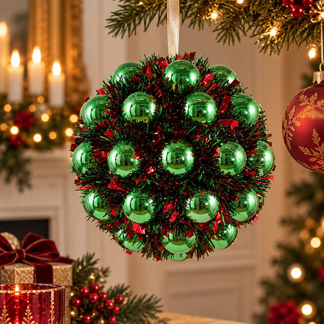EDG Enzo De Gasperi Boule de Noël Décorée avec Petites Boules Ø20 cm Vert – Ornement pour Sapin de Noël