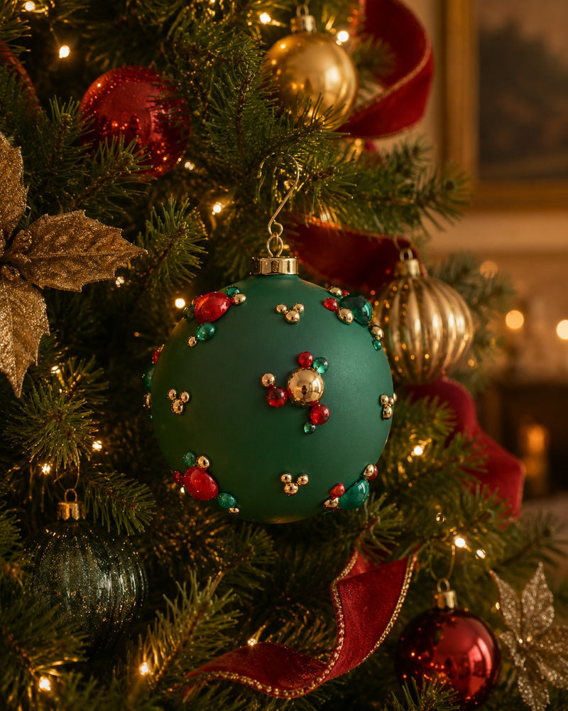 EDG Enzo De Gasperi Pallina di Natale con Bolle Ø12 cm Verde in Vetro – Addobbo per Albero