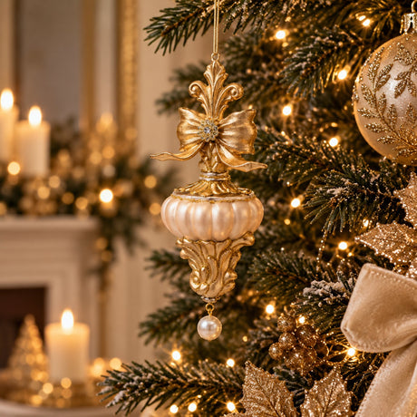 EDG Enzo De Gasperi Sapin de Noël avec Ruban H20,5 Ø7 cm Or – Ornement pour Sapin de Noël