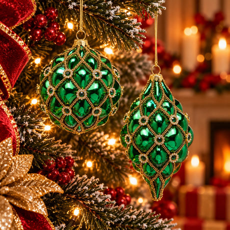 Boule de Noël EDG Enzo De Gasperi Capitonné Green Ø10 cm – 1 Pièce Assortie
