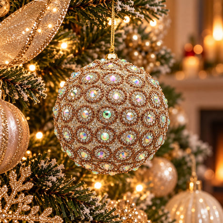EDG Enzo De Gasperi Ornement Boule de Noël Top Jewel Silver Gold Ø10 cm – Décoration de Noël