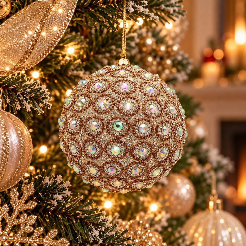 EDG Enzo De Gasperi Ornement Boule de Noël Top Jewel Silver Gold Ø10 cm – Décoration de Noël