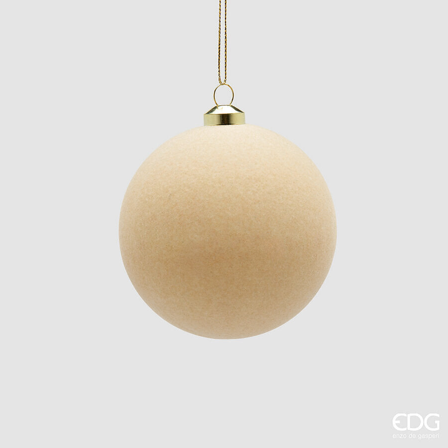 EDG Enzo De Gasperi Boules de Noël Velours Cream Ø8 cm – Lot 8 Pièces