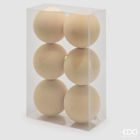 EDG Enzo De Gasperi Boules de Noël en Velours Cream Ø10 cm – Set 6 pcs