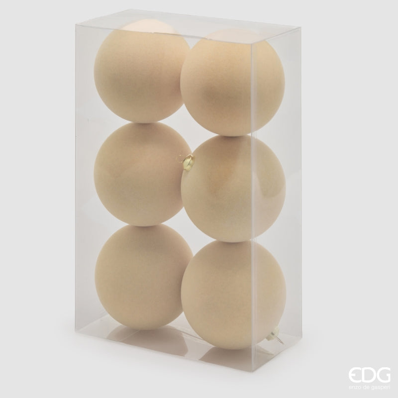 EDG Enzo De Gasperi Boules de Noël en Velours Cream Ø10 cm – Set 6 pcs