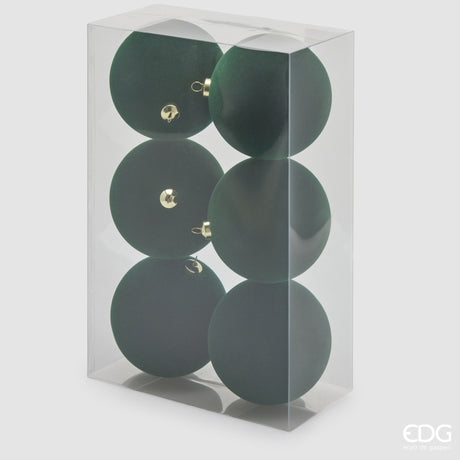 EDG Enzo De Gasperi Boules de Noël en Velours Vert Foncé Ø10 cm – Lot 6 Pièces