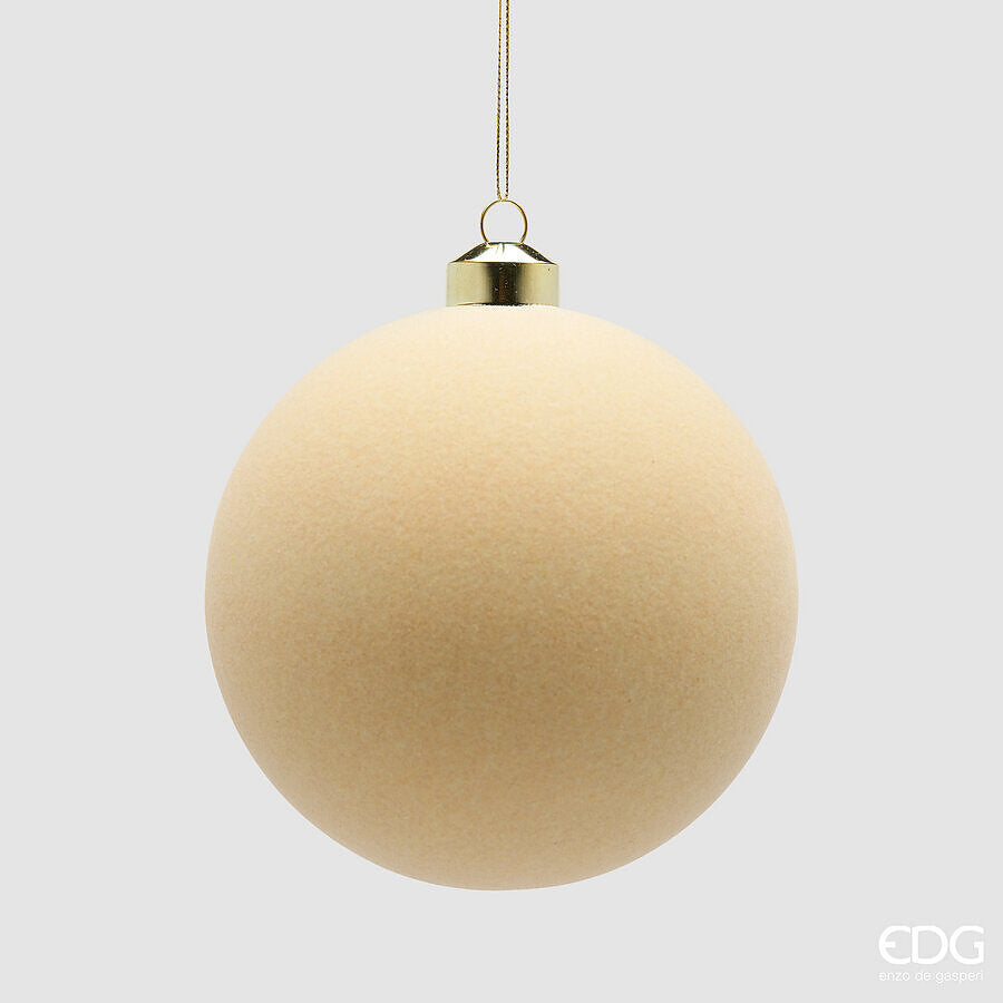 Boules de Noël EDG Enzo De Gasperi en Velours Cream Ø12 cm – Set 4 pcs