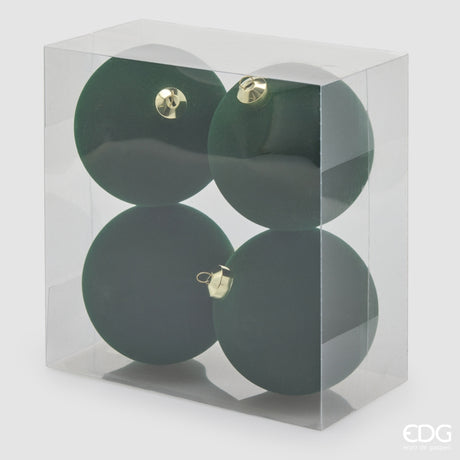 EDG Enzo De Gasperi Boules de Noël en Velours Dark Green Ø12 cm – Lot de 4 Pièces