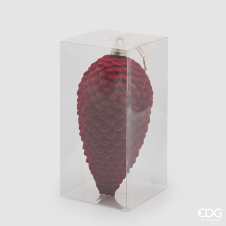 EDG Enzo De Gasperi Pomme de Pin en Velours Burgundy H25 cm – Décoration de Noël