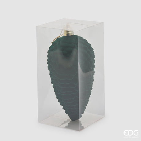 EDG Enzo De Gasperi Pomme de Pin en Velours Dark Green H25 cm – Décoration de Noël