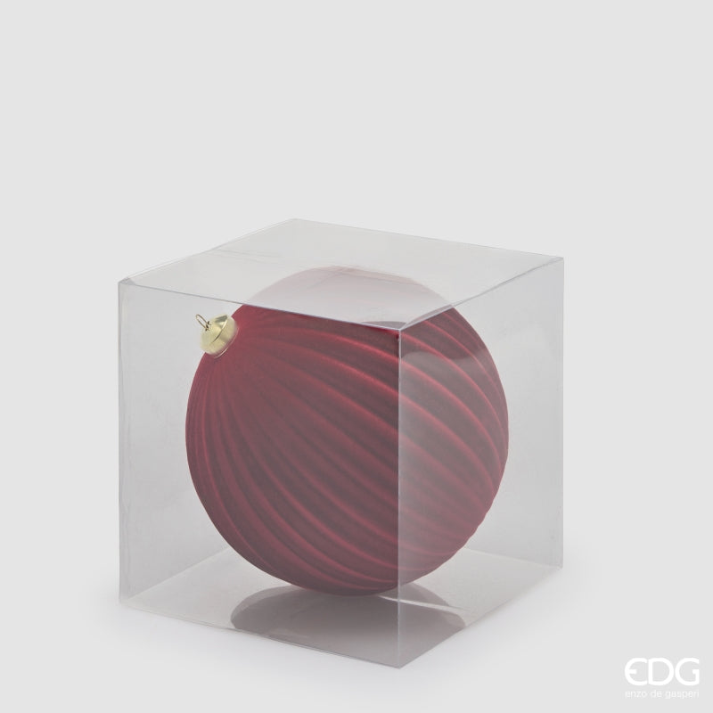 EDG Enzo De Gasperi Boule de Noël en Velours à Rayures Burgundy Ø17,5 cm – Décoration Noël