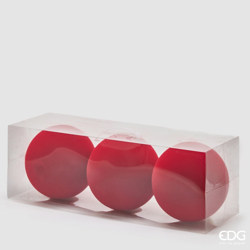 Boules de Noël EDG Enzo De Gasperi en Velours Rouge Ø20 cm – Lot de 3 Pièces