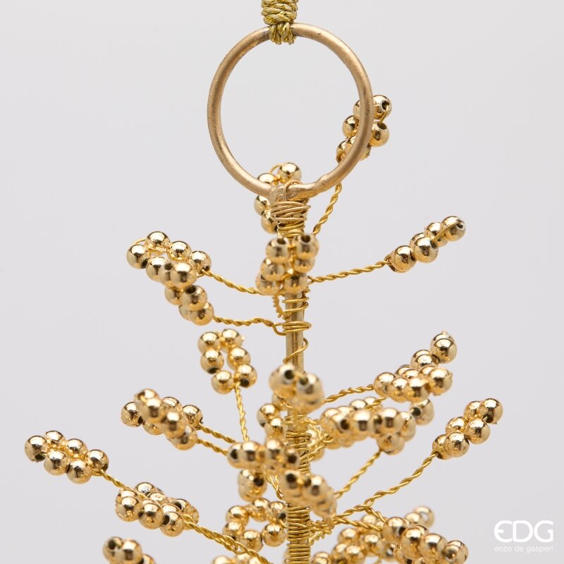 EDG Enzo De Gasperi Addobbo Pino con Perline Gold H15 Ø10 cm – Decorazione Albero di Natale
