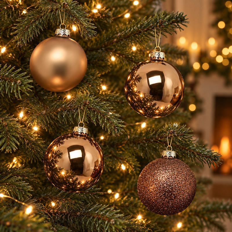 EDG Enzo De Gasperi Palline di Natale di Vetro Brown Mix diametro 8 cm - Confezione 4 pz