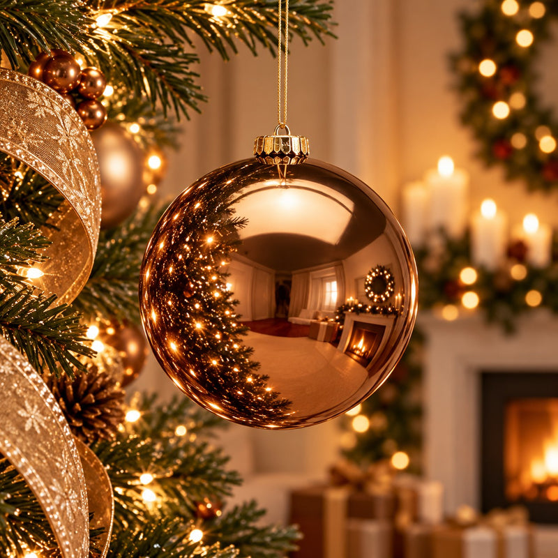 EDG Enzo De Gasperi Boule de Noël Brillante Marron Ø15 cm – Décoration de Noël