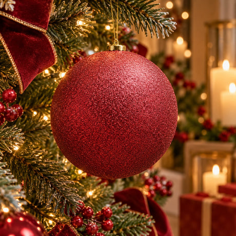 EDG Enzo De Gasperi Boule de Noël Glitter Burgundy Ø25 cm – Décoration de Noël
