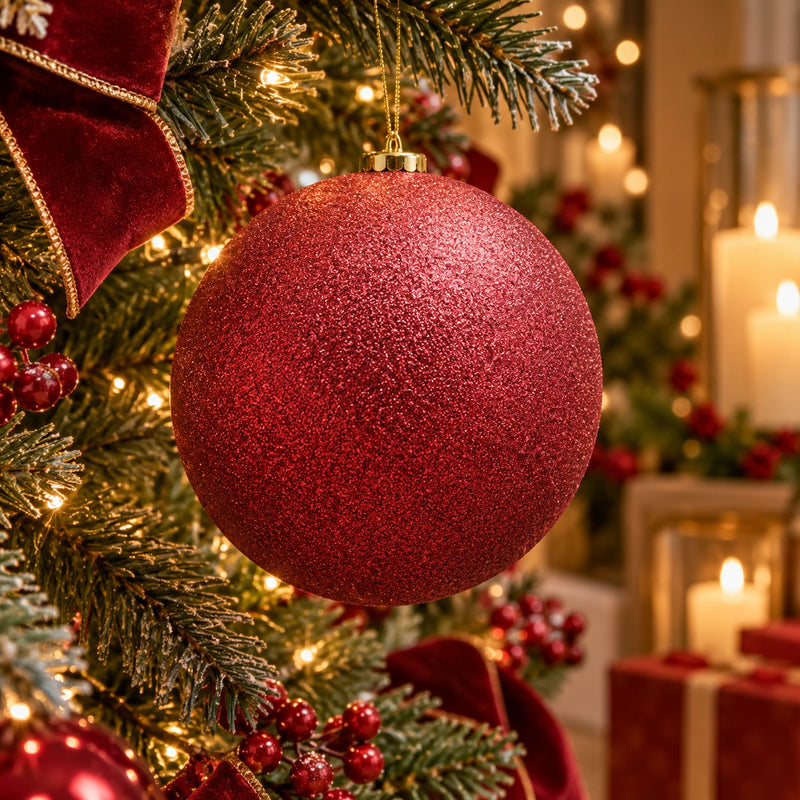 EDG Enzo De Gasperi Boule de Noël Glitter Burgundy Ø25 cm – Décoration de Noël
