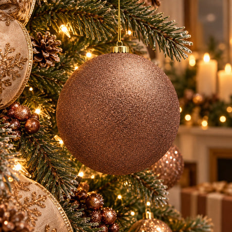 EDG Enzo De Gasperi Boule de Noël Paillettes Marron Ø25 cm – Décoration de Noël