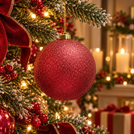 EDG Enzo De Gasperi Boule de Noël Paillettes Burgundy Ø15 cm – Décoration de Noël