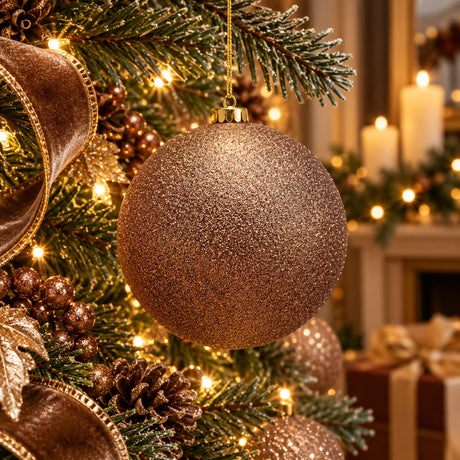 EDG Enzo De Gasperi Boule de Noël Paillettes Marron Ø15 cm – Décoration de Noël