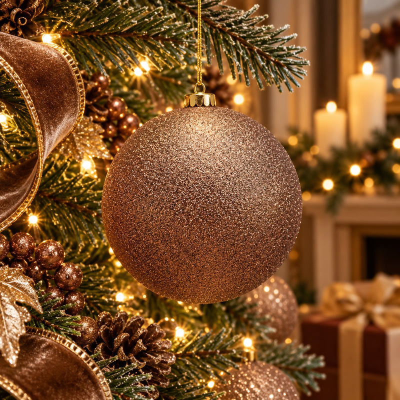 EDG Enzo De Gasperi Boule de Noël Paillettes Marron Ø15 cm – Décoration de Noël